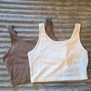 SHEIN Brown and White Tank Top Duo